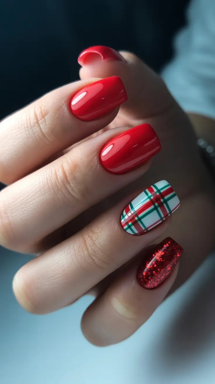 Classic Red Nails 2026 Bright Red White Green Details