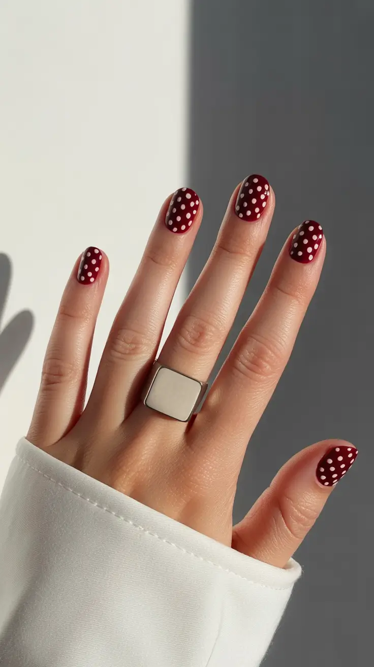 Classic Red Nails 2026 Playful Red With Polka Dot Art