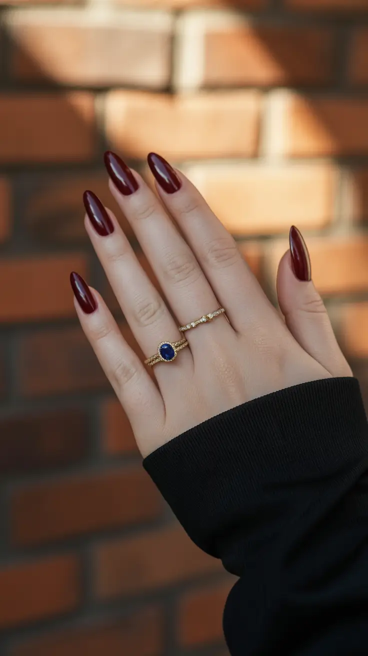 Classic Red Nails 2026 Deep Wine Almond