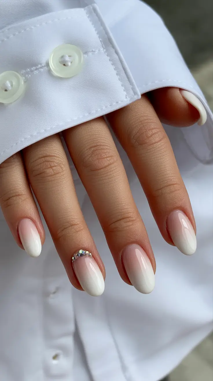 classy nails aesthetic 2026 Soft White Almond Nails