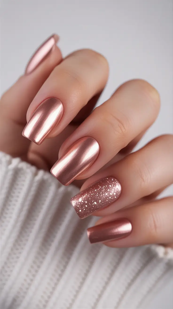 classy nails aesthetic 2026 Rose Gold Chrome Nails