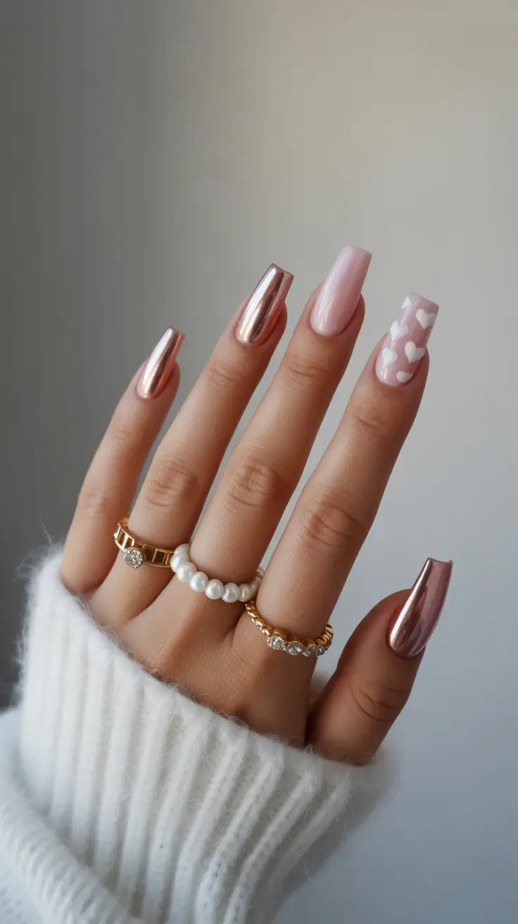 classy nails aesthetic 2026 Pink Chrome Nail Design