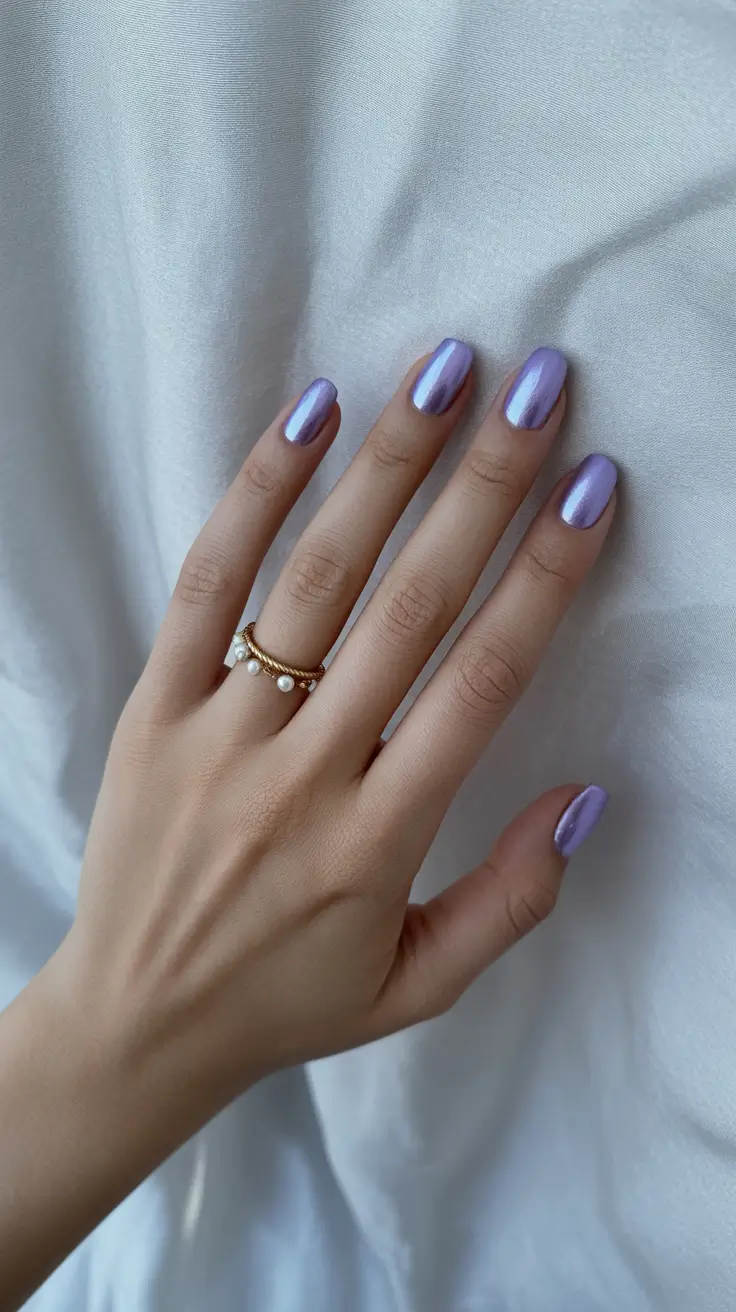 classy nails aesthetic 2026 Lavender Chrome Nails