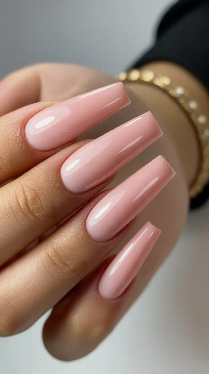 Creative Coffin Nails 2026 Nude Glossy