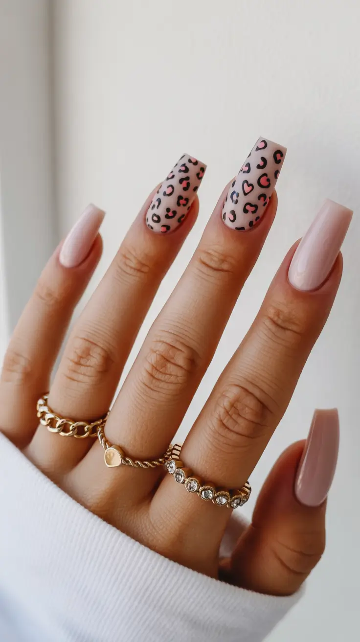 Creative Coffin Nails 2026 Pink Leopard
