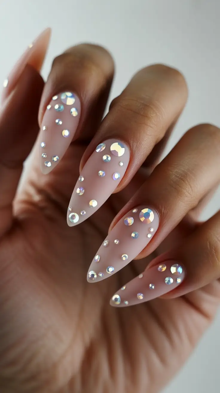 Creative Nail Designs 2026 Crystal Dewdrops