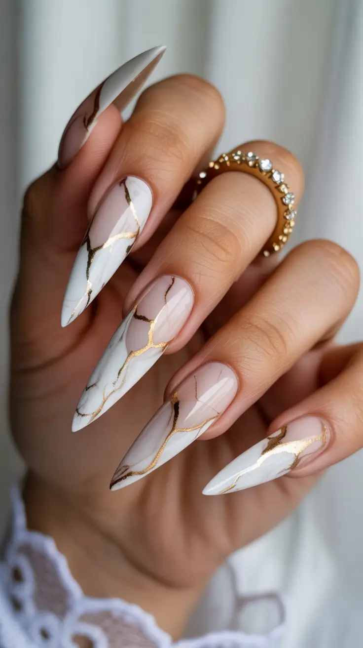 Creative Nail Designs 2026 White Marble Illusion