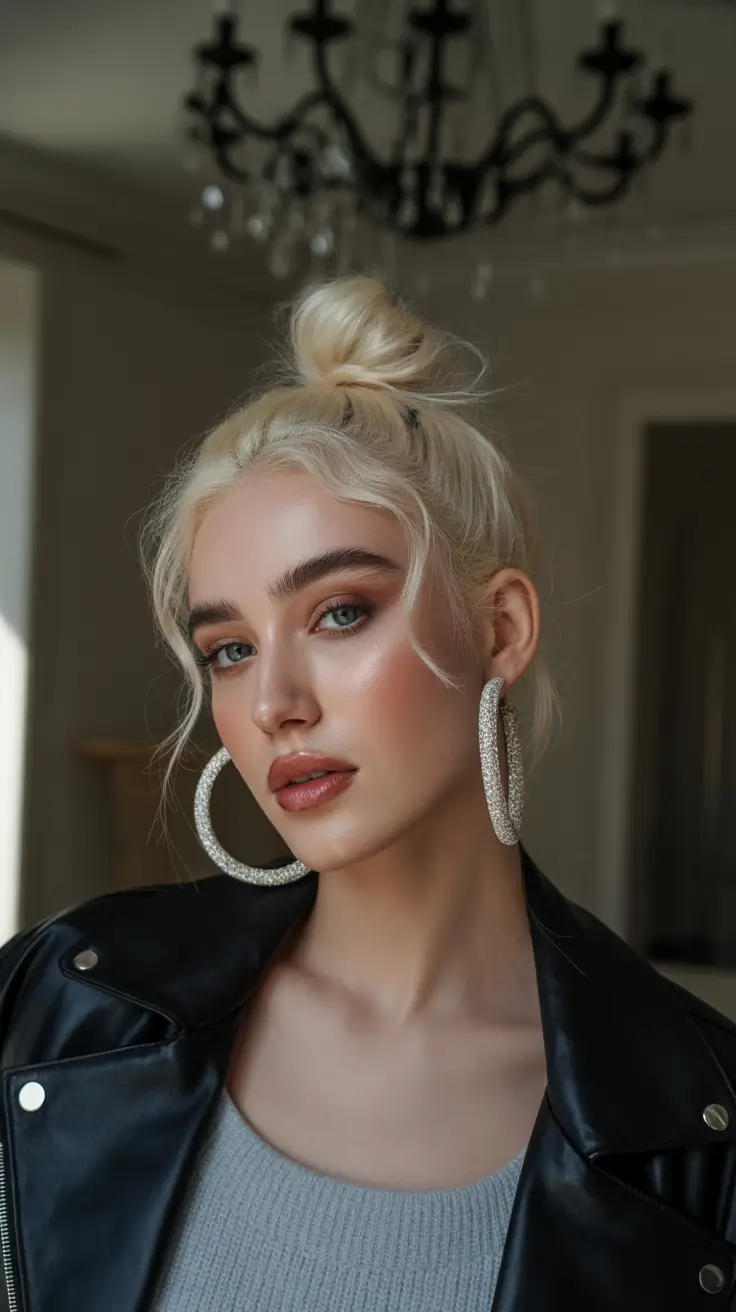 bob hairstyle 2026 Blonde Top Knot Bob Elegance