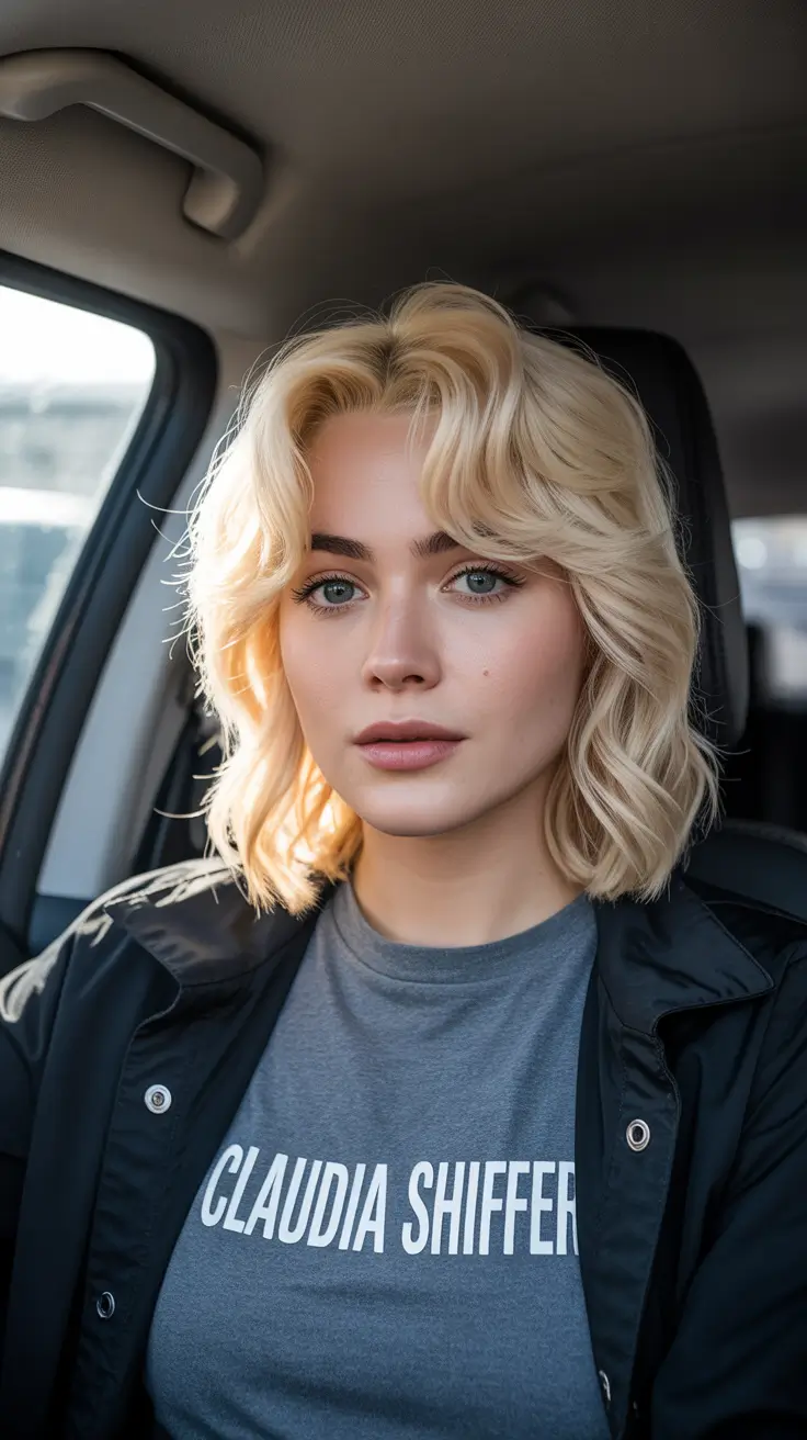 Cute bob hairstyle 2026 Softly Layered Waves with Curtain Bangs