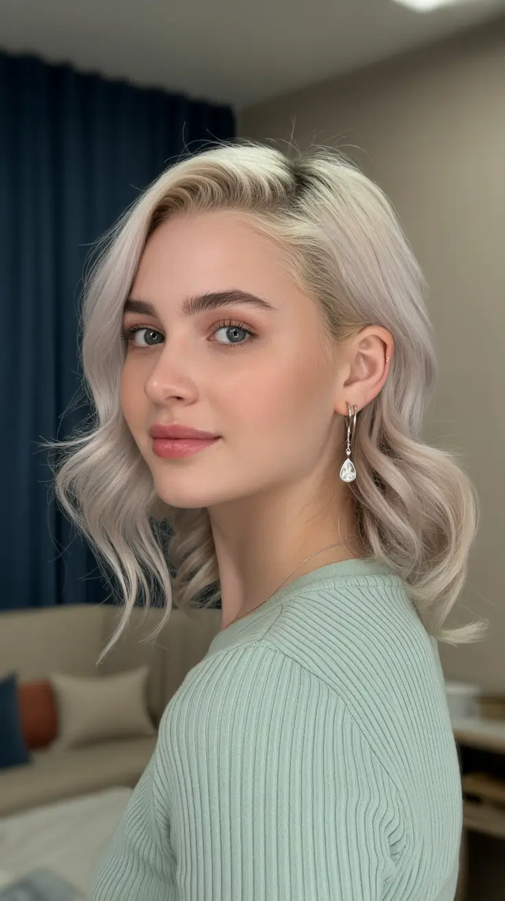 bob hairstyle 2026 Platinum Ice Bob With Side Part