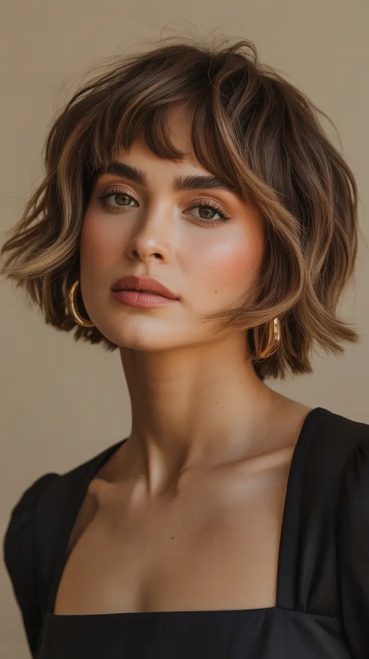 bob hairstyle 2026 Soft Tousled Bob With Fringe