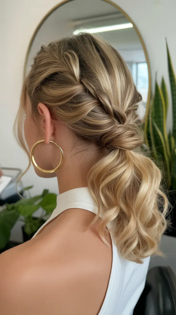 quick hairstyles 2026 Soft Twist Ponytail Elegance