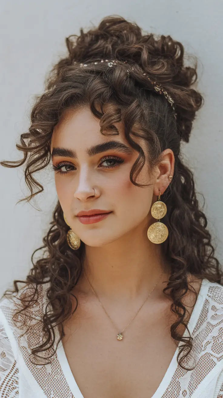 quick hairstyles 2026 Curly Crown with Bohemian Vibes