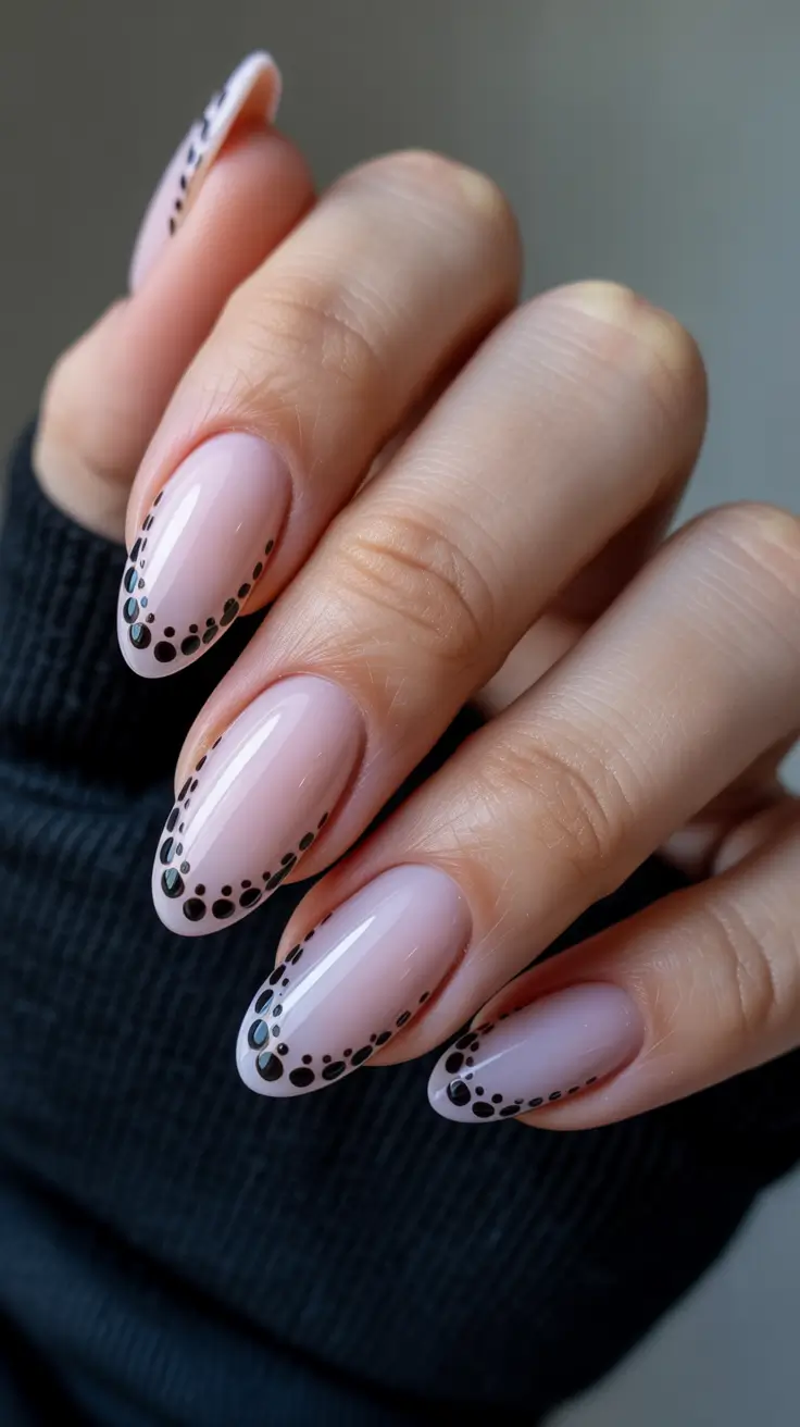 Easy Simple Nails 2026 Almond Black Dots
