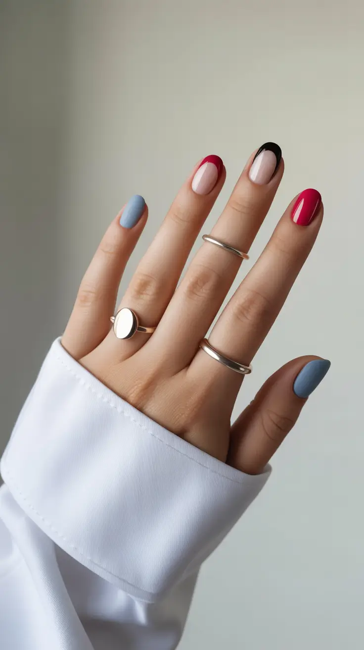 Easy Simple Nails 2026 Short Color Block