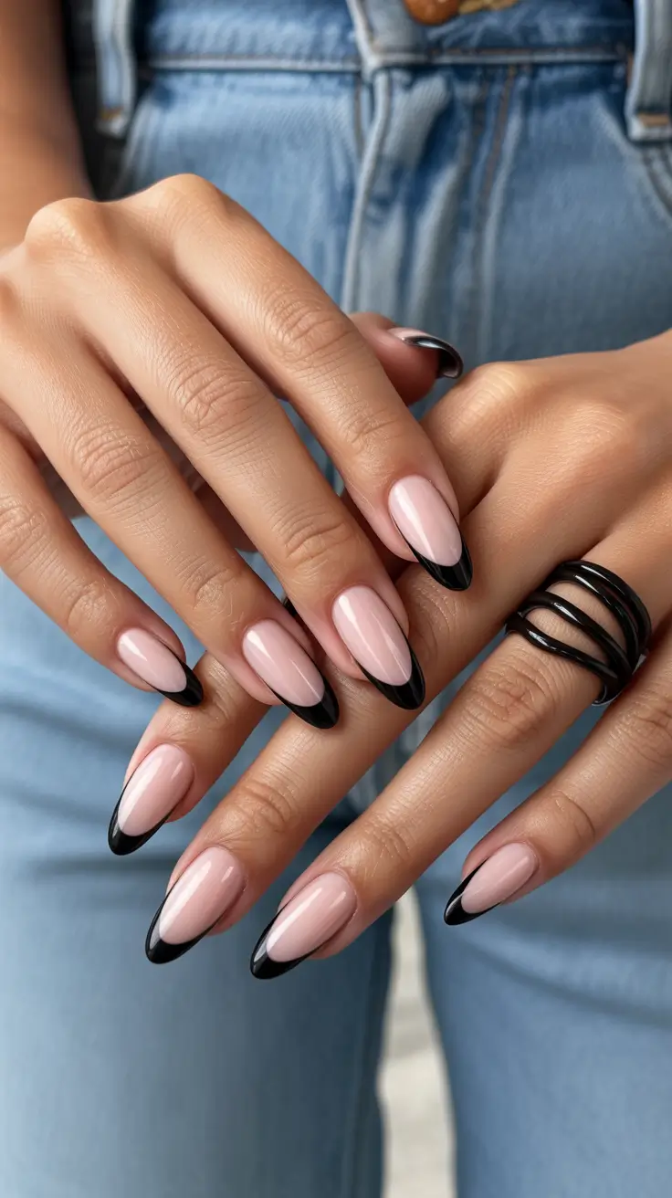 Elegant Black Nails 2026 Classic French