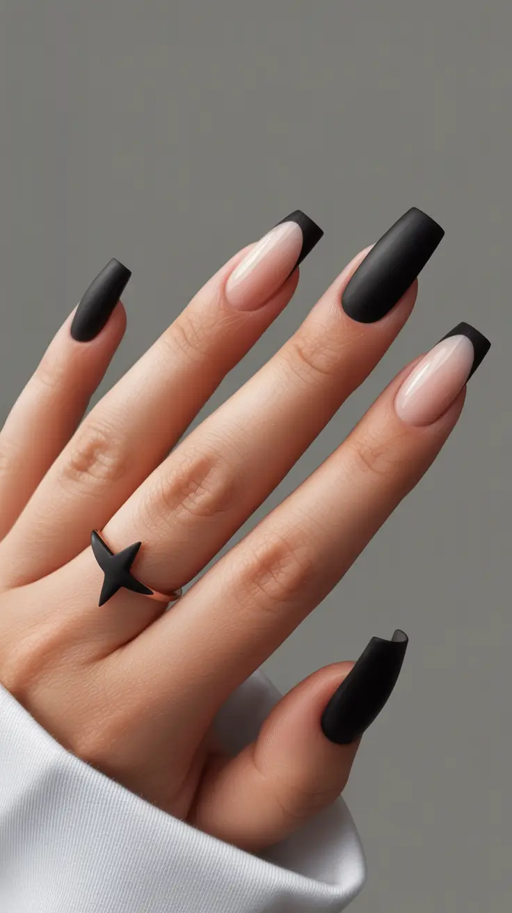 Elegant Black Nails 2026 Modern French