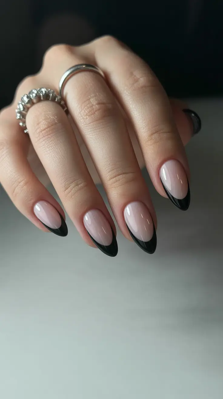 Elegant Black Nails 2026 Nude Accent