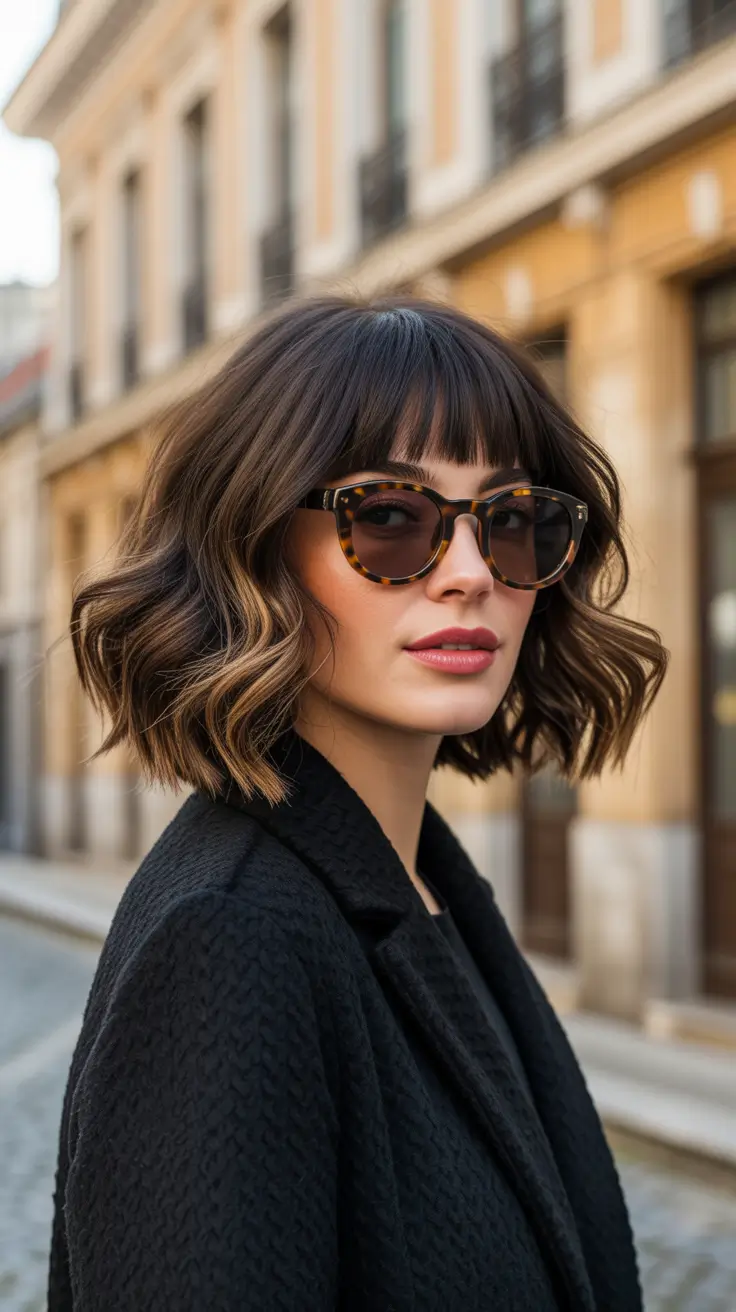 haircuts for thin fine hair 2026 Soft Brunette Bob with Airy Bangs