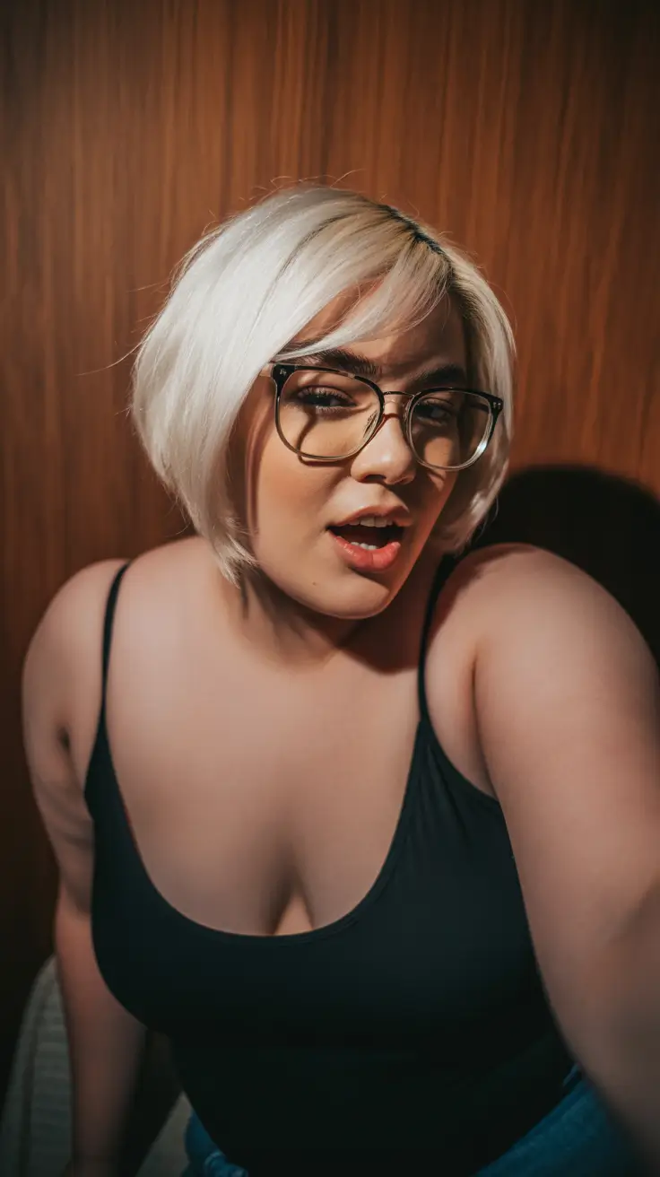 Haircuts for Chubby Faces 2026 Textured Platinum Pixie