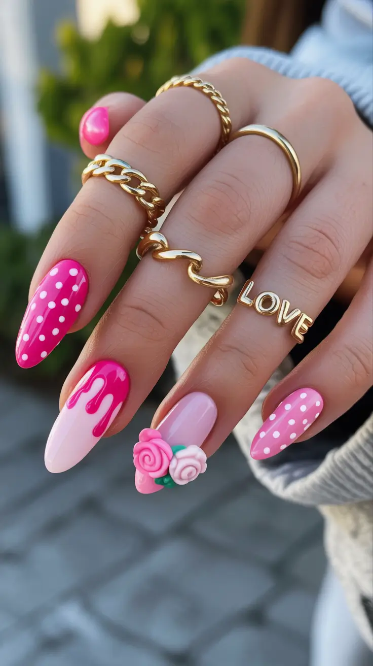 Holiday Nails Inspiration 2026 Bold Pink Art