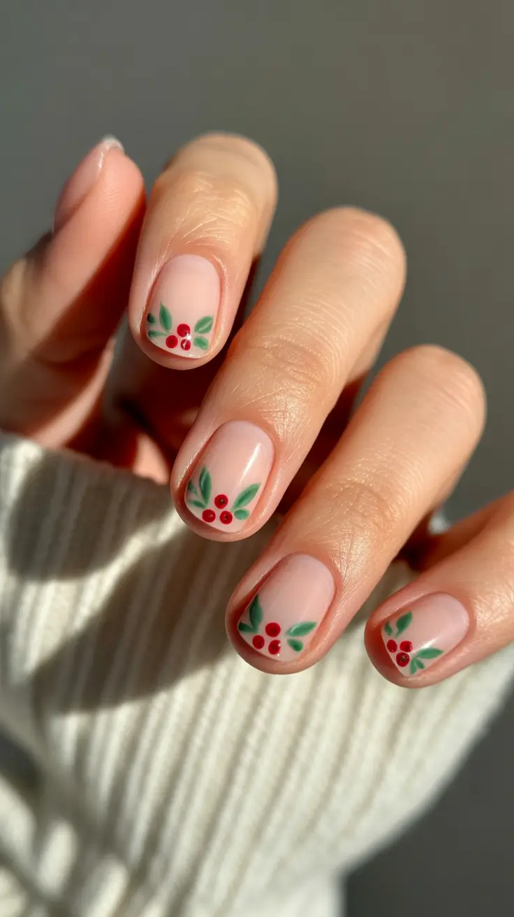 Holiday Nails Inspiration 2026 Tiny Berry French