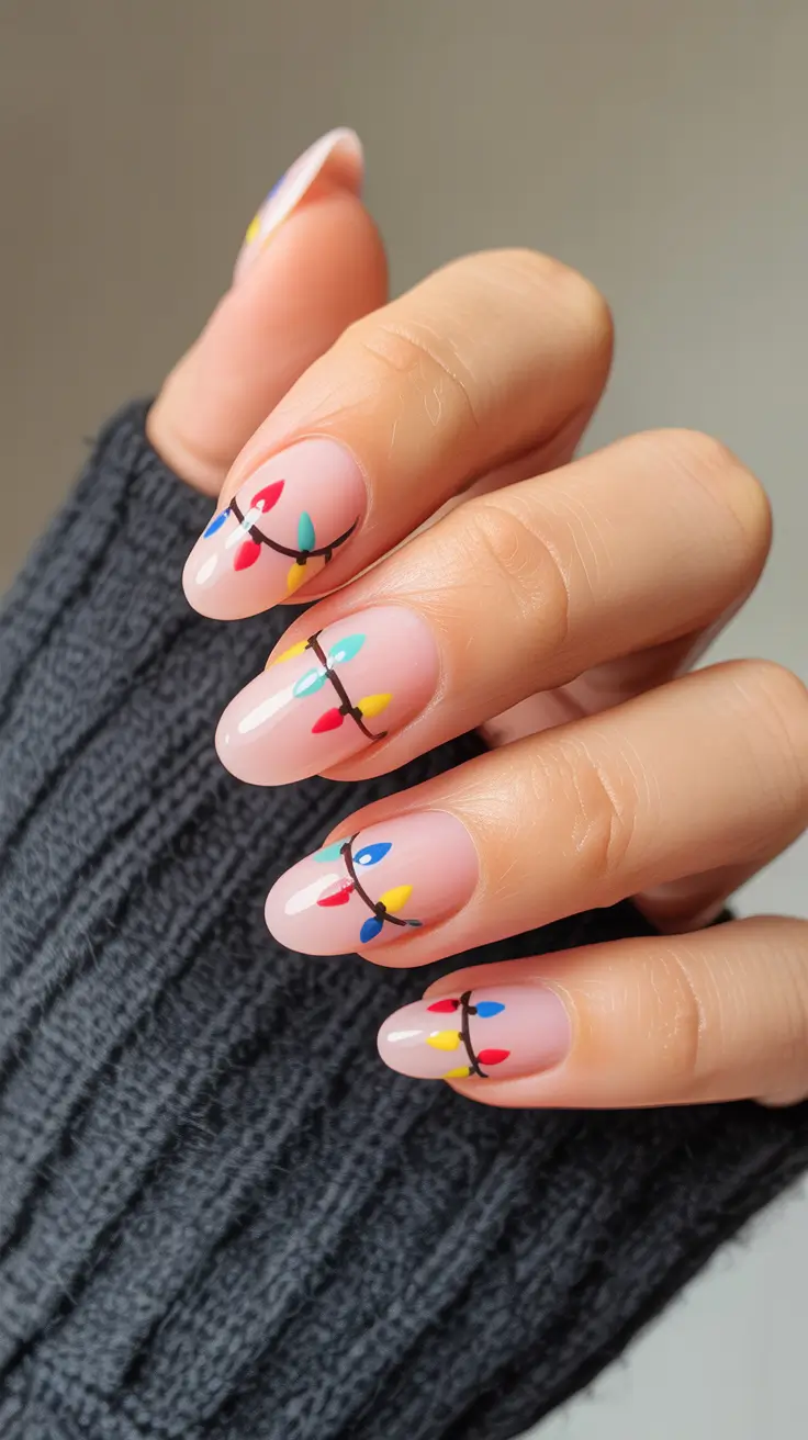 Holiday Nails Inspiration 2026 Christmas Lights Nails