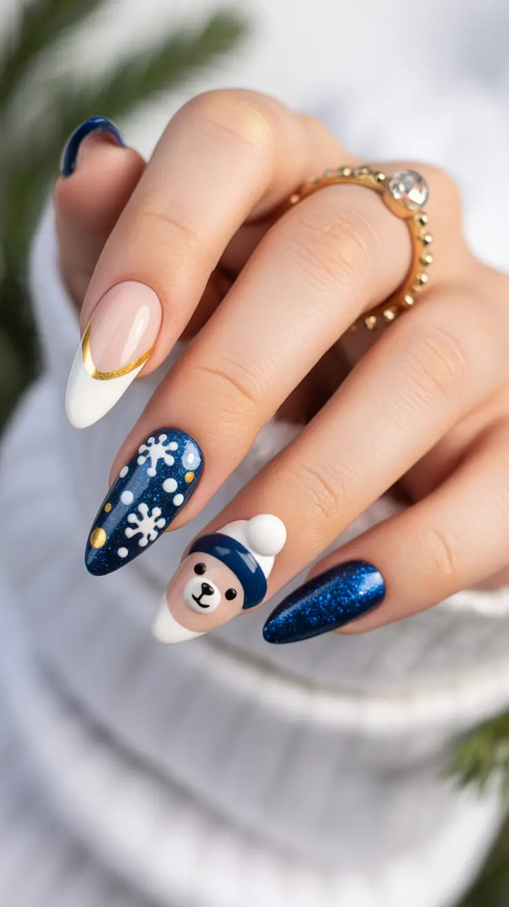 Holiday Nails Inspiration 2026 Blue Winter Nails