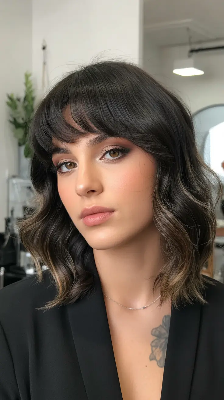 lob haircut 2026 Bob with Classic Side Bangs