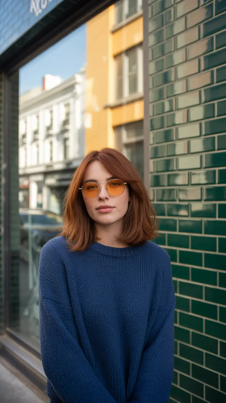 lob haircut 2026 Soft Auburn Long Bob with Retro Vibes