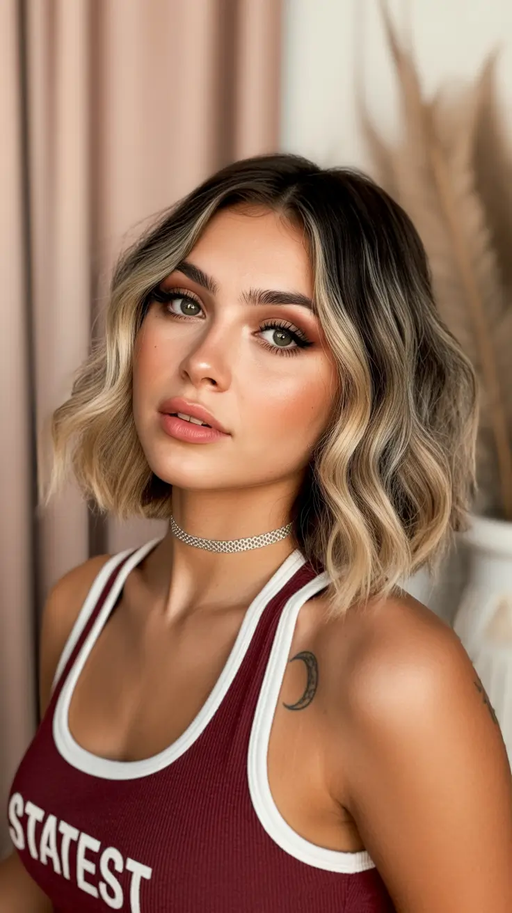 lob haircut 2026 Soft Balayage Lob with Natural Texture