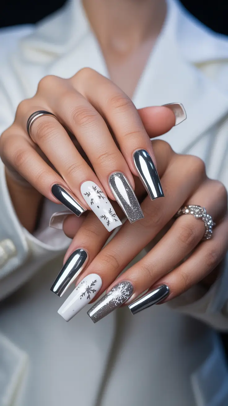 Metallic Chrome Nails 2026 Silver White Art