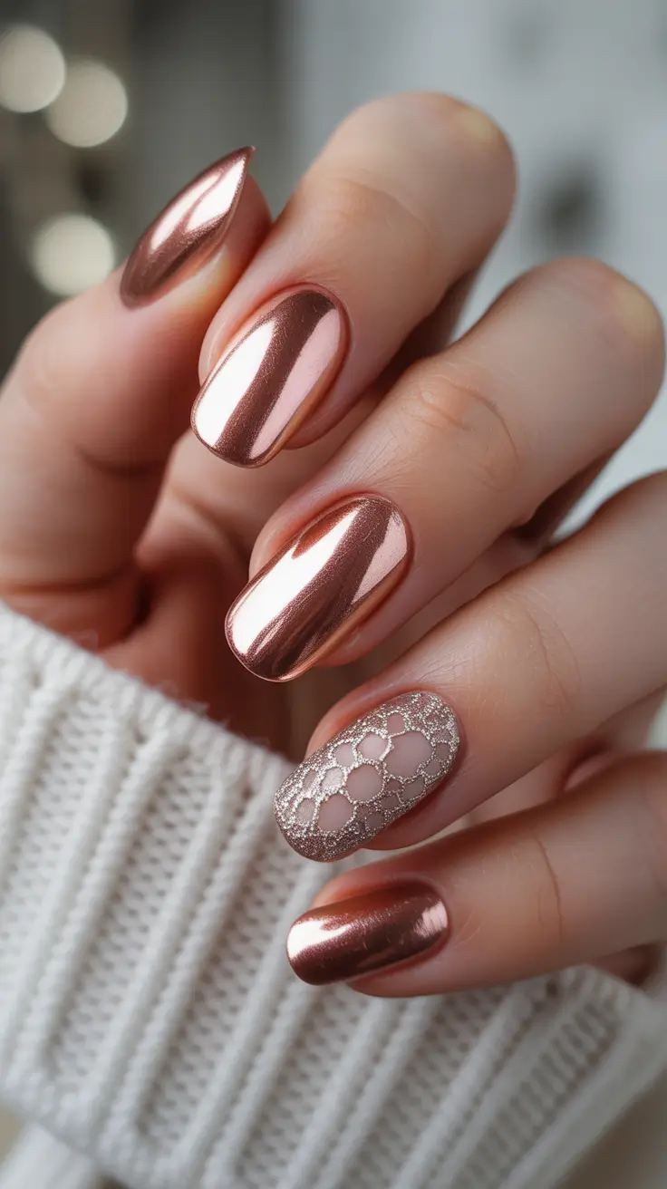 Metallic Chrome Nails 2026 Copper Chrome