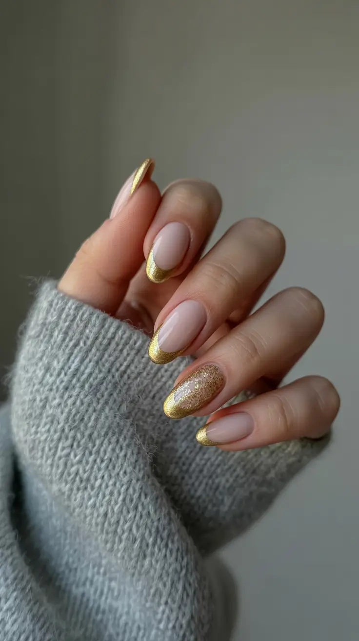 Metallic Chrome Nails 2026 Gold Chrome French