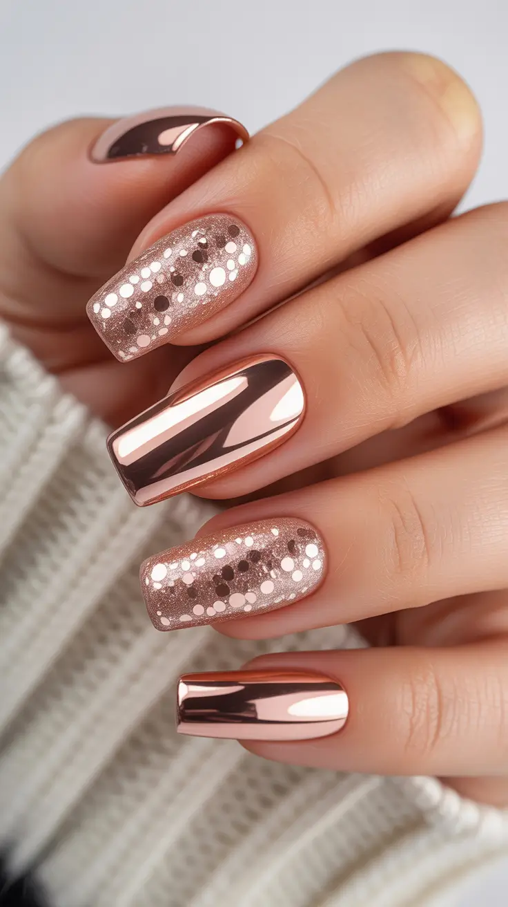 Metallic Chrome Nails 2026 Rose Gold