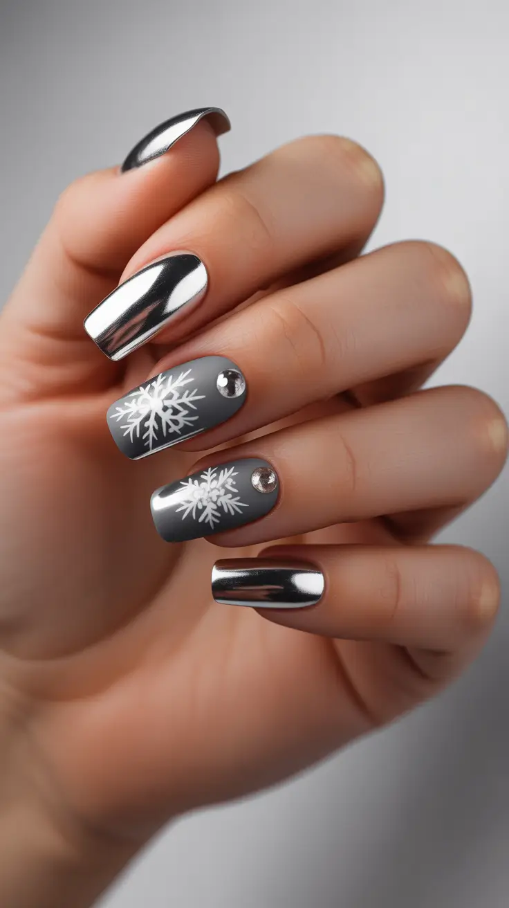 Metallic Chrome Nails 2026 Silver Winter
