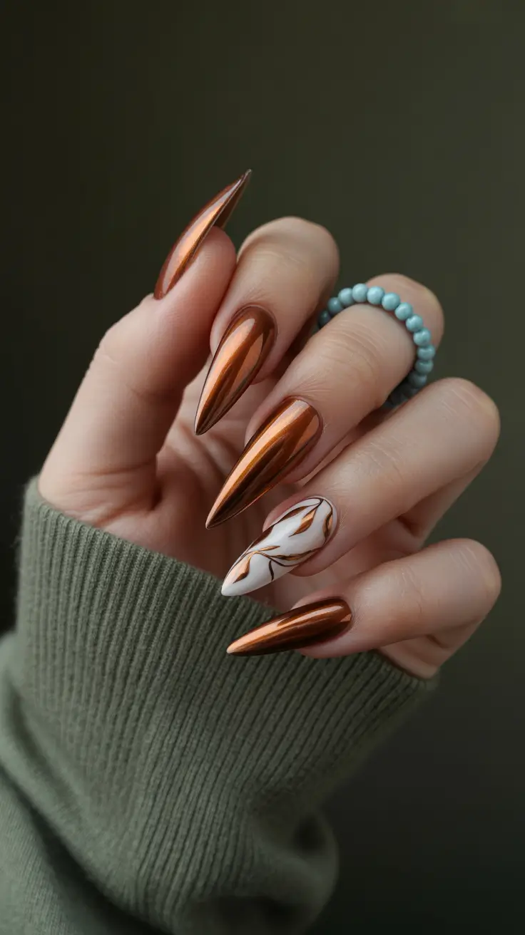 Metallic Chrome Nails 2026 Copper Art