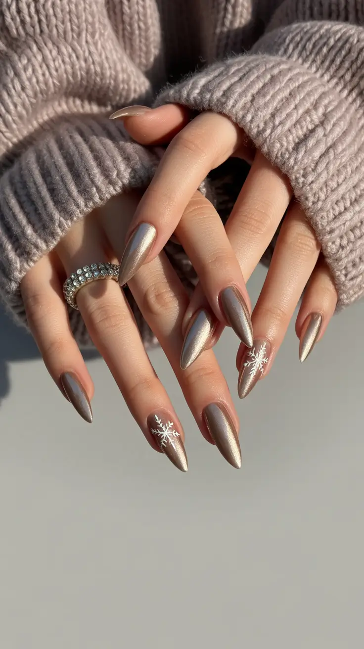 Metallic Chrome Nails 2026 Gold Pearl Chrome