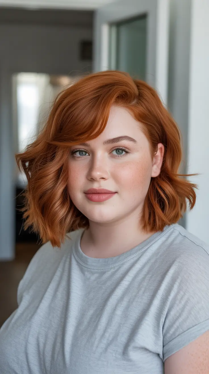 Haircuts for Plus Size Women 2026 Ginger Glow with Soft Movement