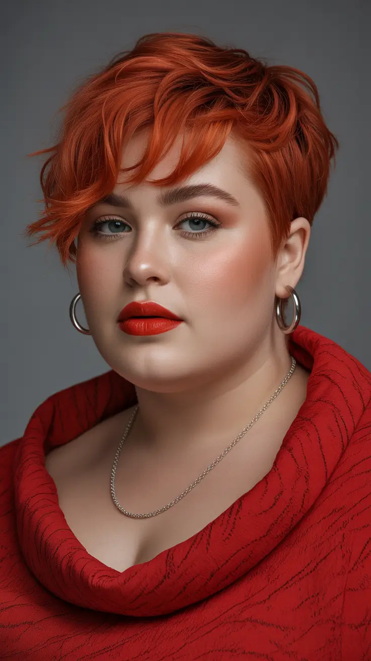 Haircuts for Plus Size Women 2026 Fiery Pixie Empowerment