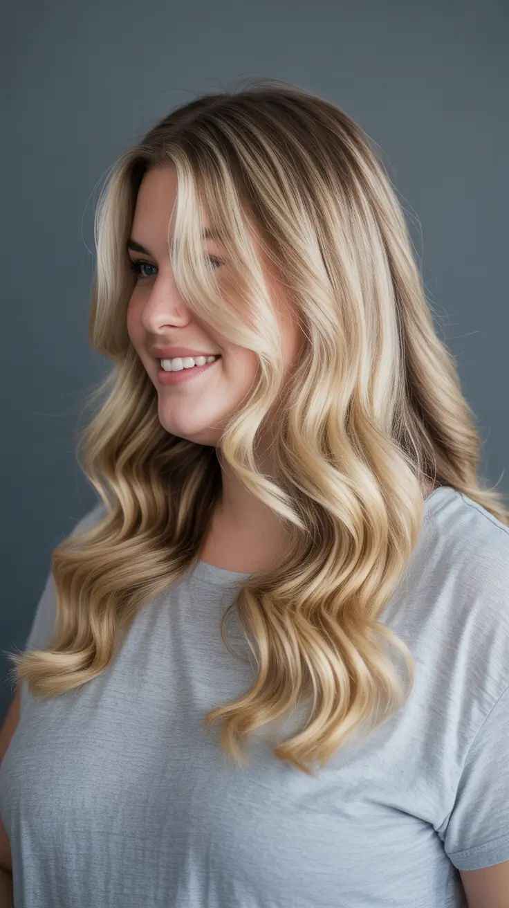 Haircuts for Plus Size Women 2026 Golden Flow with Natural Grace
