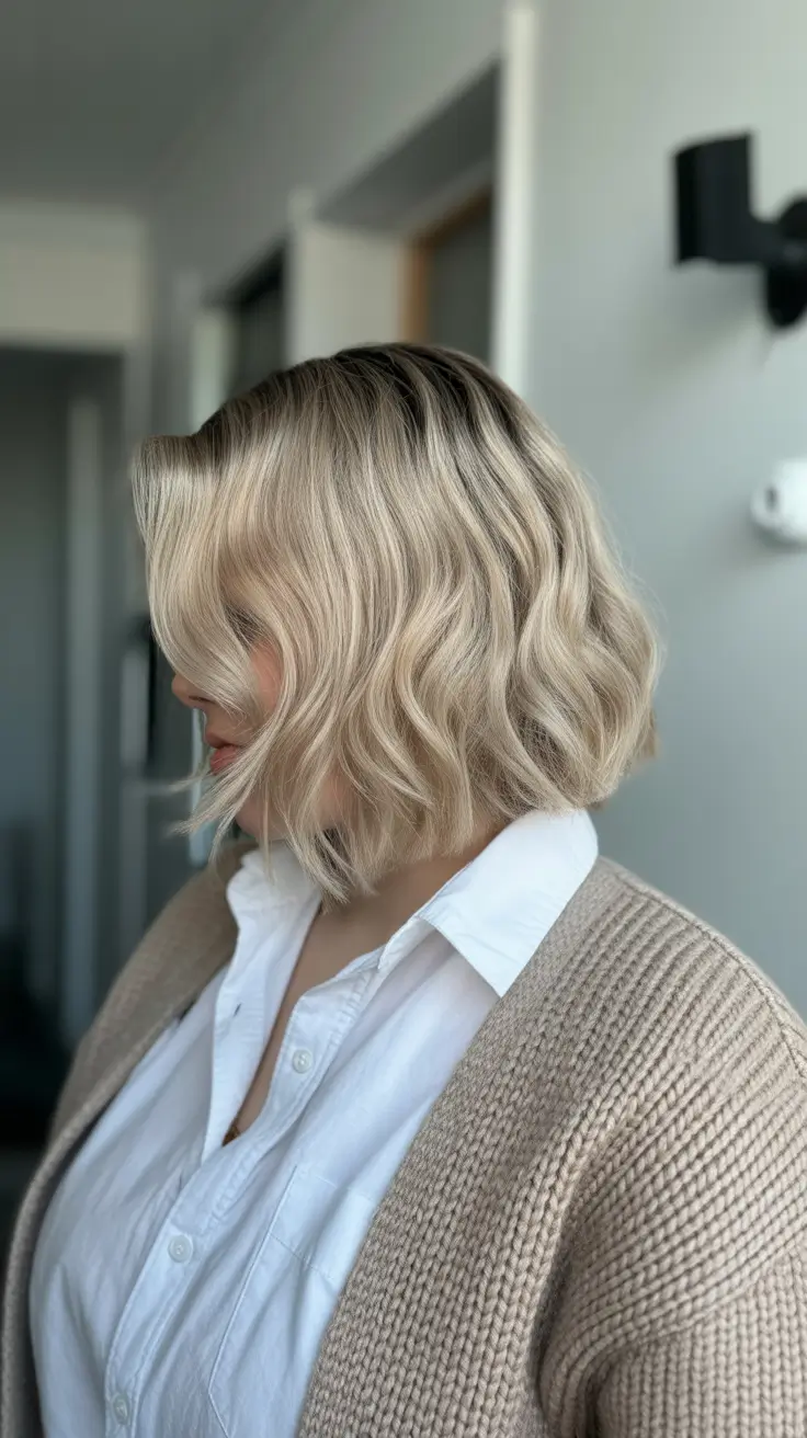 Modern Haircuts for Round Faces 2026 Soft Waves with a Blonde Glow