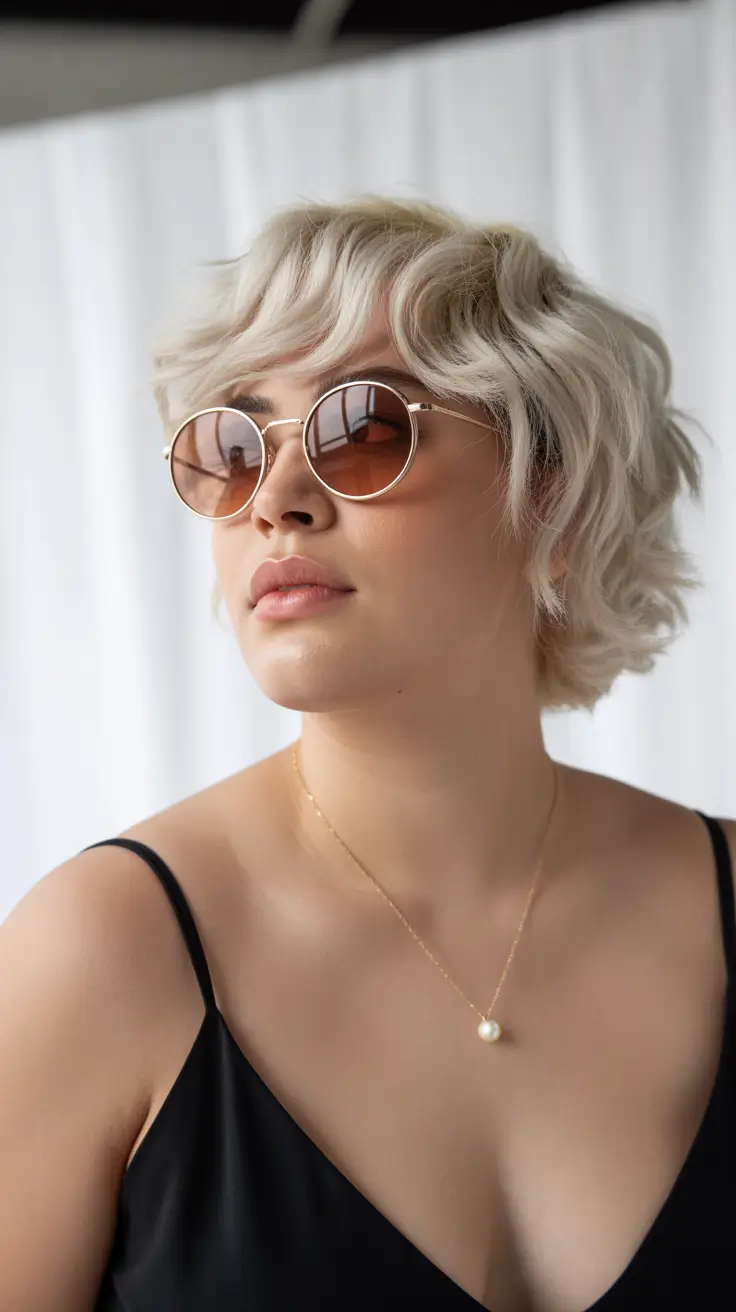 Fat Face Haircuts 2026 Chic Short Blonde with Glasses