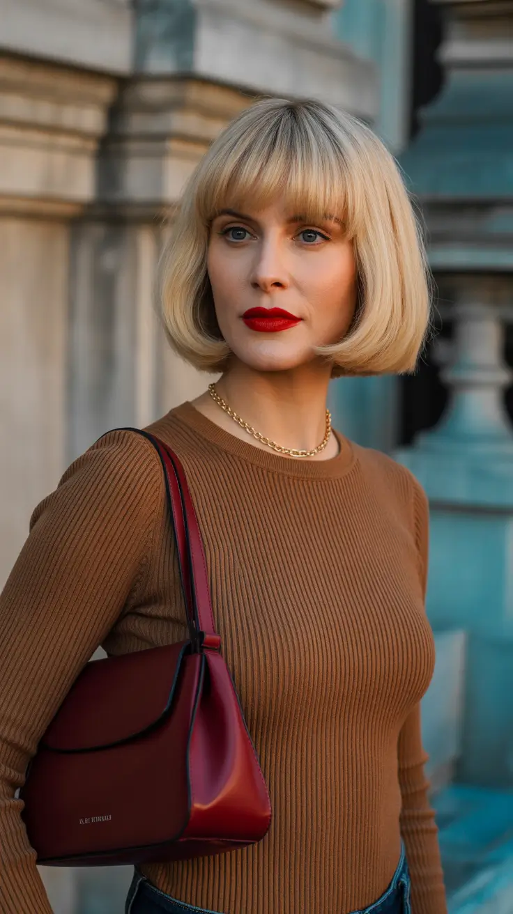 Haircuts for Women Over 40 2026 Blunt Bob With Bangs