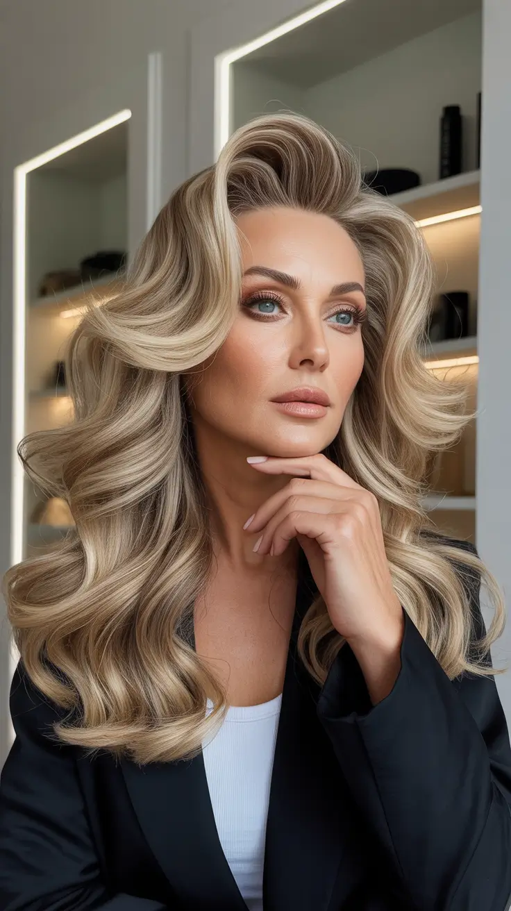 Modern Hairstyles for Women Over 50 2026 Voluminous Glam Layers with Modern Drama