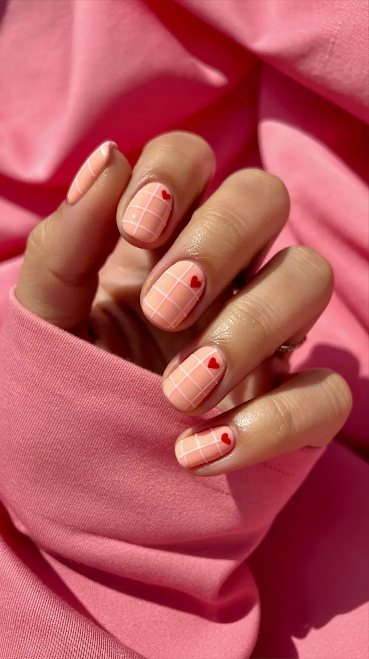 Nail Colors Ideas 2026 Peachy Heart Grid