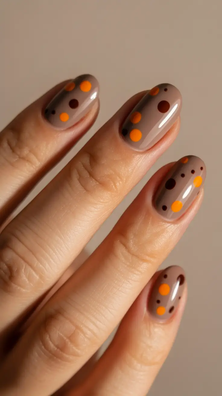 Neutral Nails Aesthetic 2026 Chocolate Taupe With Playful Polka Dots