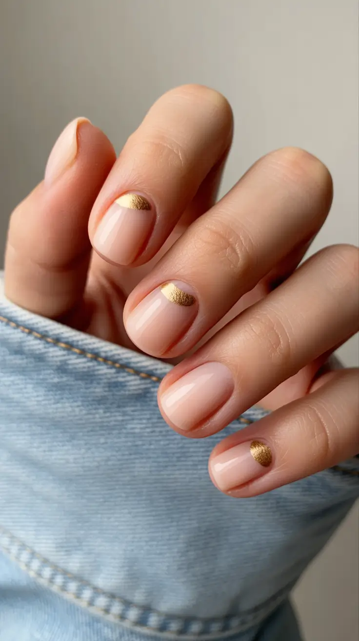 Neutral Nails Aesthetic 2026 Micro Gold French on Bare Nails