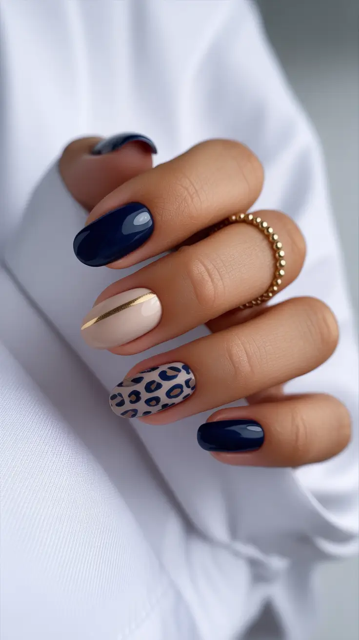 New Blue Nails Ideas 2026 Navy Neutral Mix