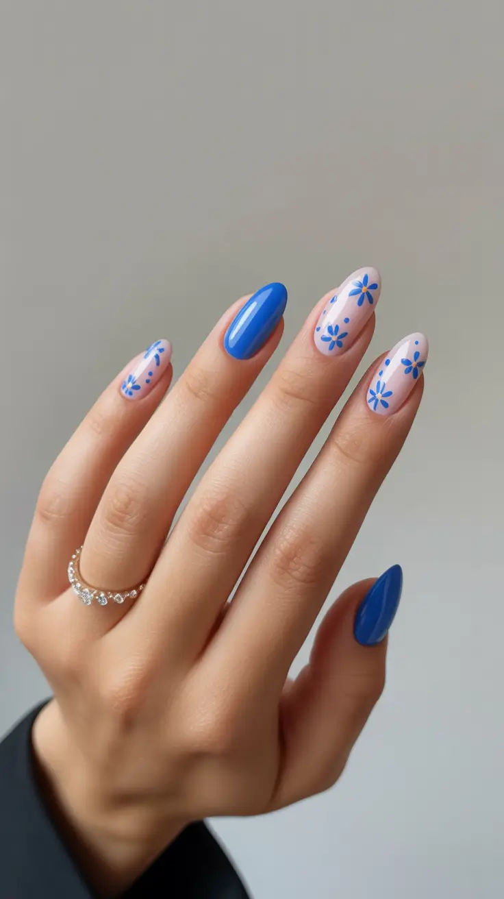 New Blue Nails Ideas 2026 Blue Floral Art